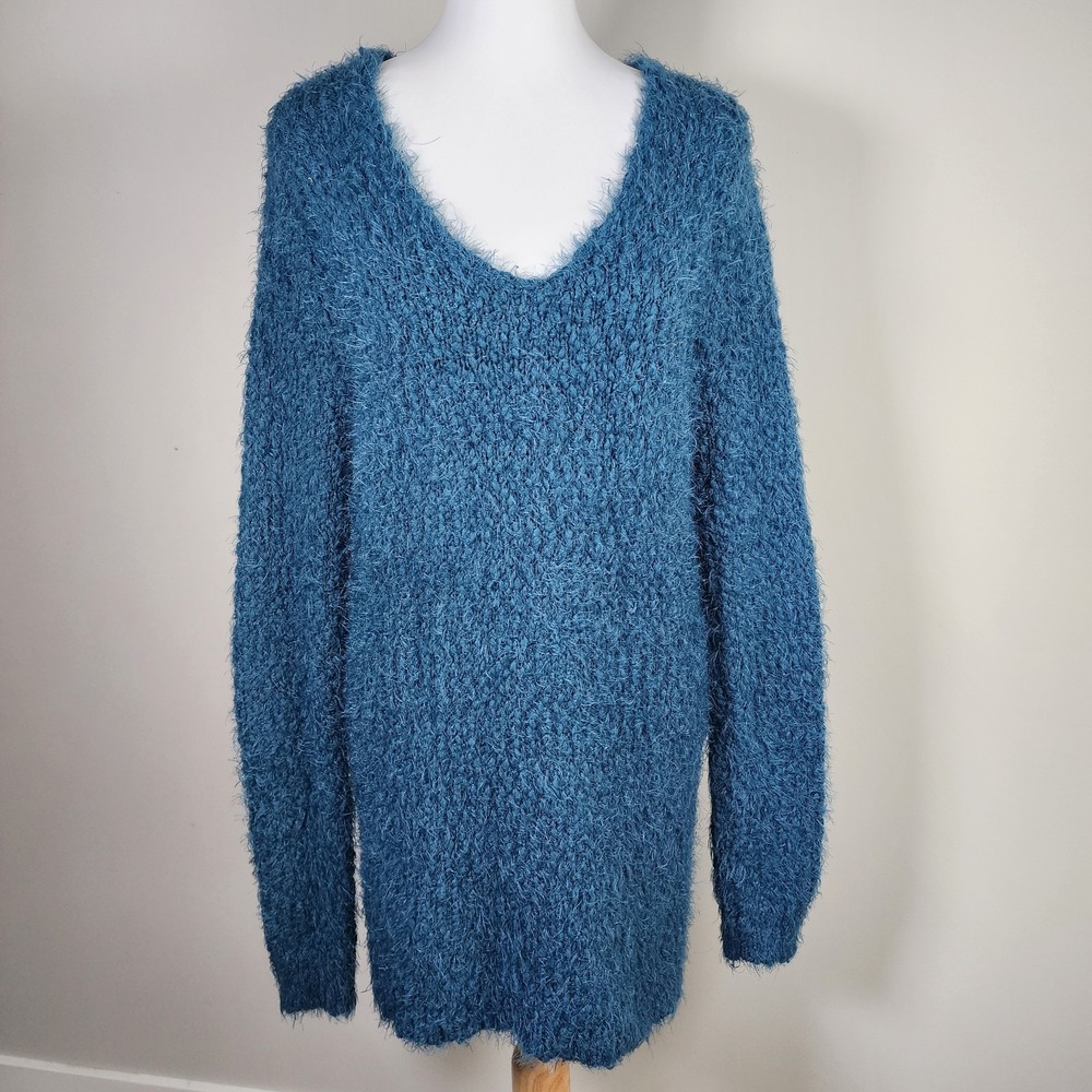Kenneth Cole Sweater Dress Womens Small Fluffy Chunky Knit BOHO Faux Mohair Mini